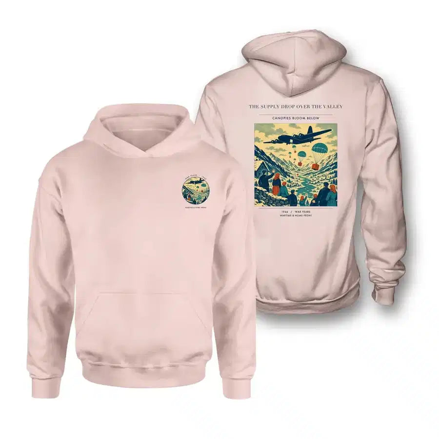 VINTAGE G4512 - The Supply Drop Over The Valley - Double-Side Hoodie design on pink double side