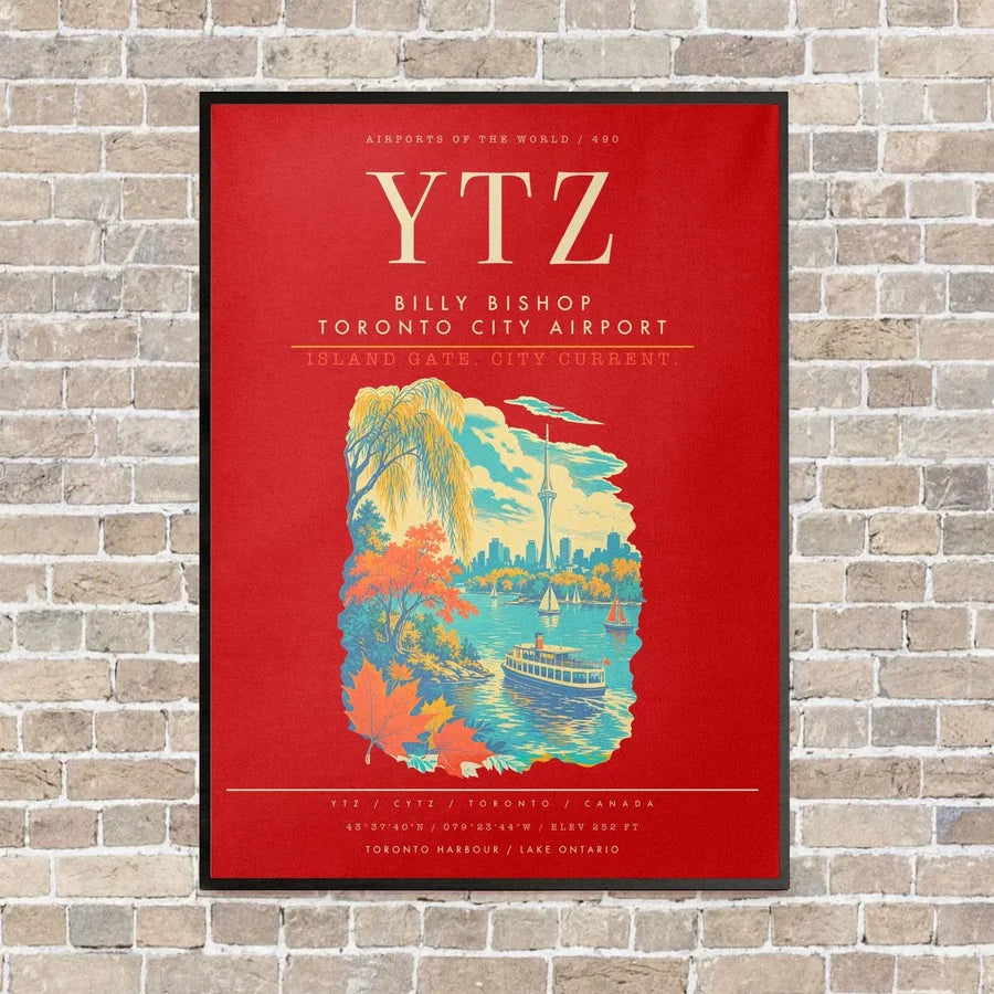 Billy Bishop Toronto City Airport YTZ - Canvas Framed - Red