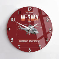 Thumbnail for PZL-Świdnik W-3WA Sokół design on dark red no frame wall clock