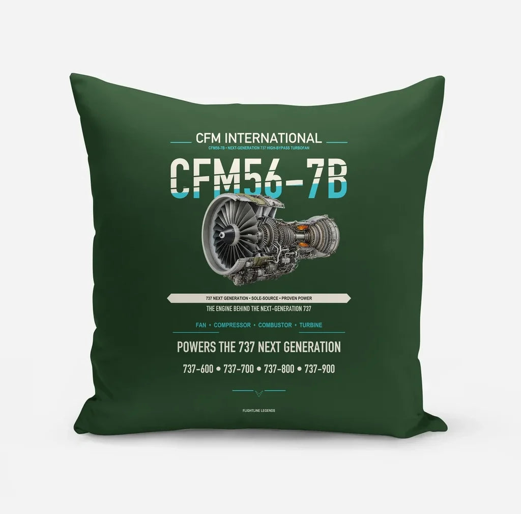 CFM56-7B design on dark green pillow