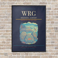Thumbnail for Wrangell Airport WRG vertical canvas print - framed - navy blue background