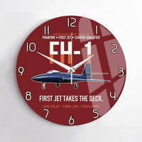 Thumbnail for FH-1 Phantom First Jet Takes the Deck design on dark red no frame wall clock
