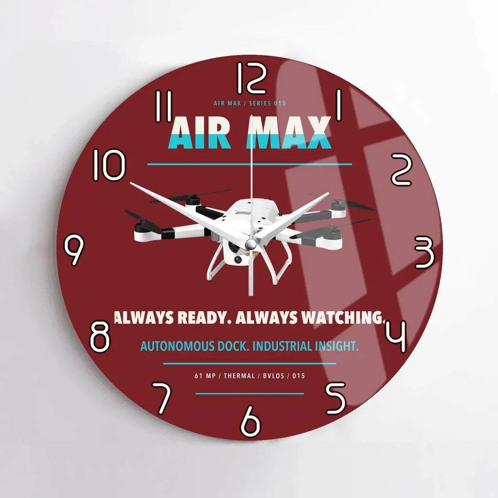 Percepto Air Max design on dark red no frame wall clock