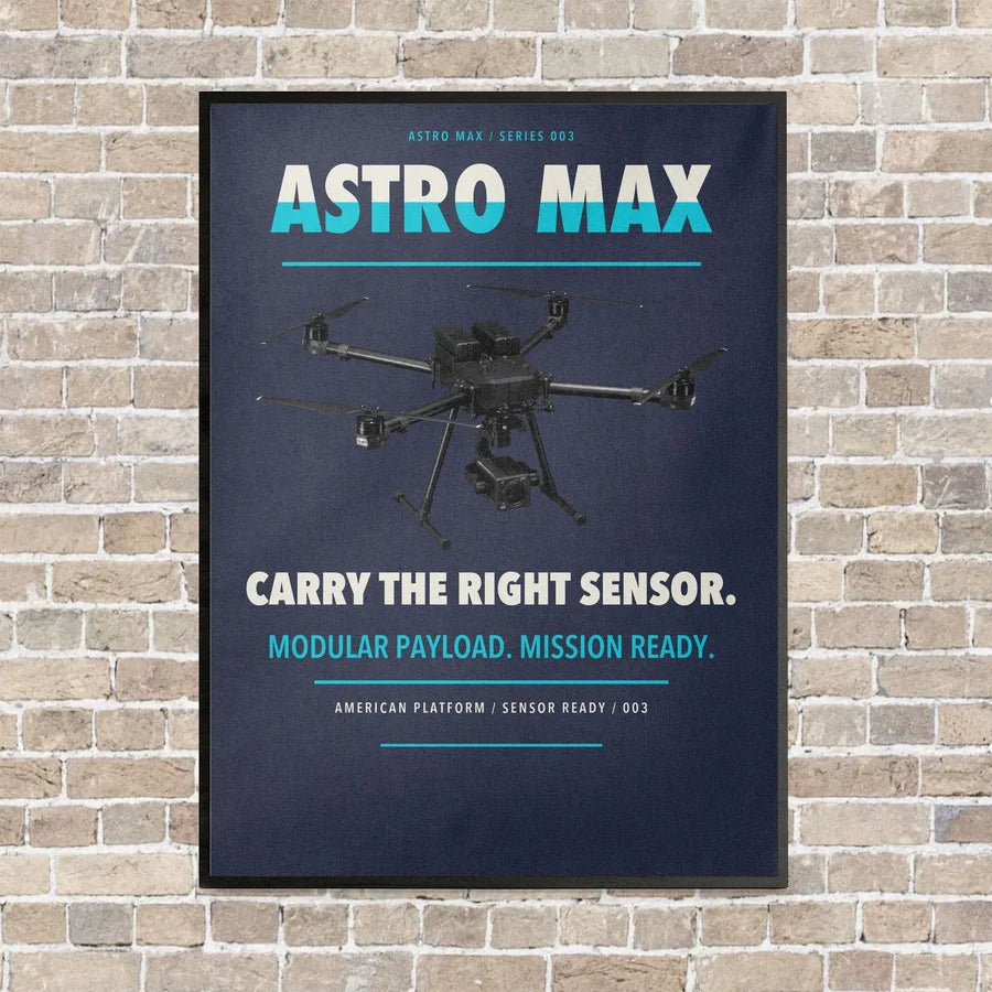 Freefly Astro Max vertical canvas print - framed - navy blue background