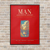Thumbnail for Manchester Airport MAN - Canvas Framed - Red