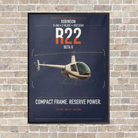 Thumbnail for Robinson R22 Beta II vertical canvas print - framed - navy blue background