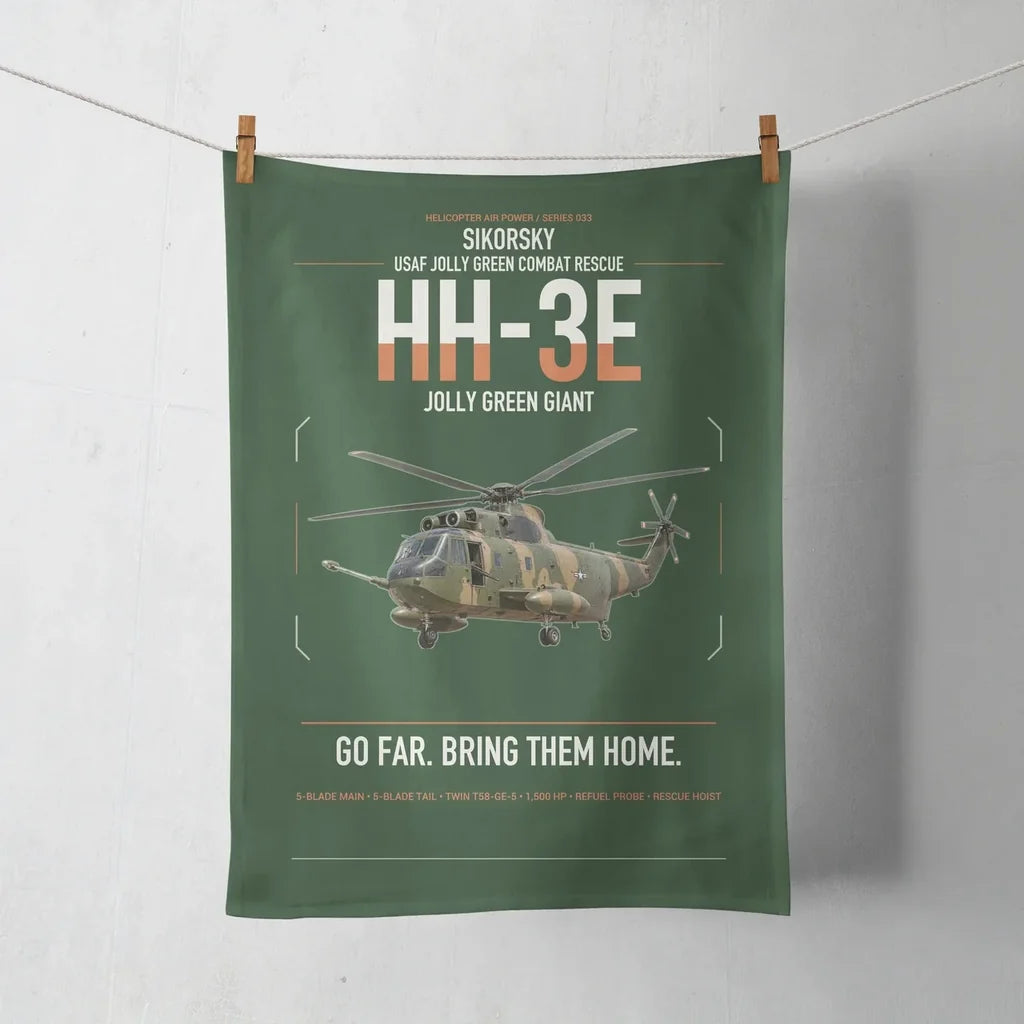 Sikorsky HH-3E Jolly Green Giant design on dark green towel