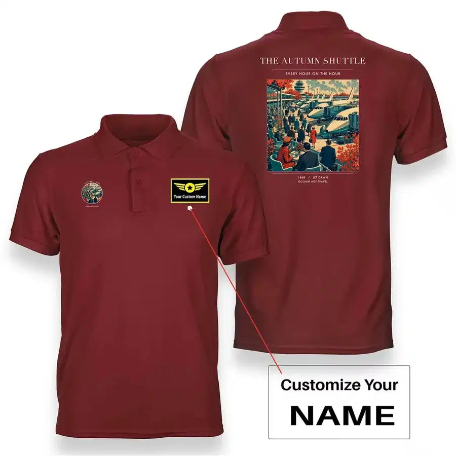 VINTAGE G4120 - The Autumn Shuttle - Double-Side Polo T-Shirt design on red+name
