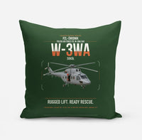 Thumbnail for PZL-Świdnik W-3WA Sokół design on dark green pillow