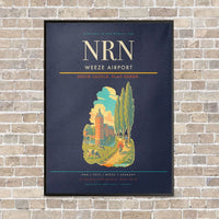 Thumbnail for Weeze Airport NRN vertical canvas print - framed - navy blue background