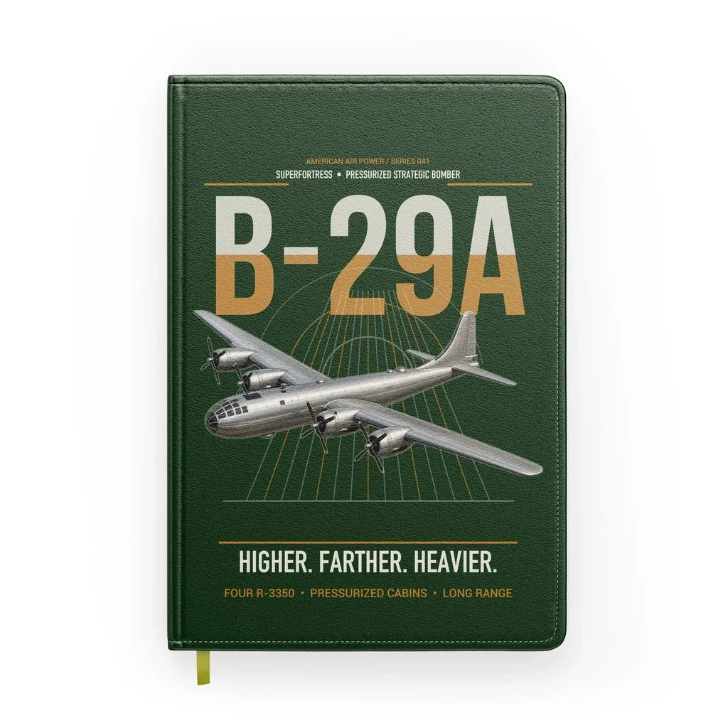 B-29A Superfortress design on dark green notebook