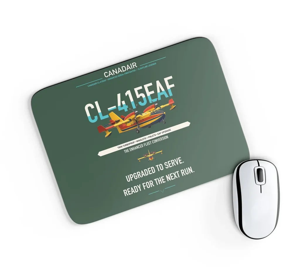 Canadair CL-415EAF design on dark green rectangle mouse pad