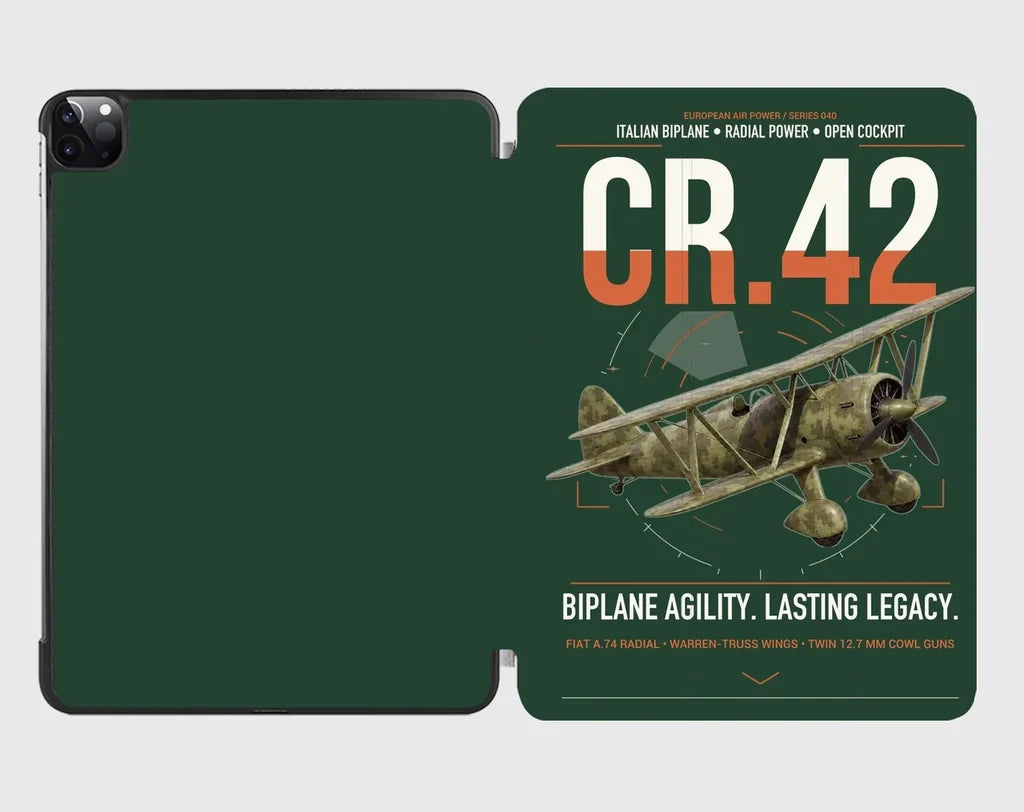 Fiat CR.42 Falco design on dark green ipad tablet case