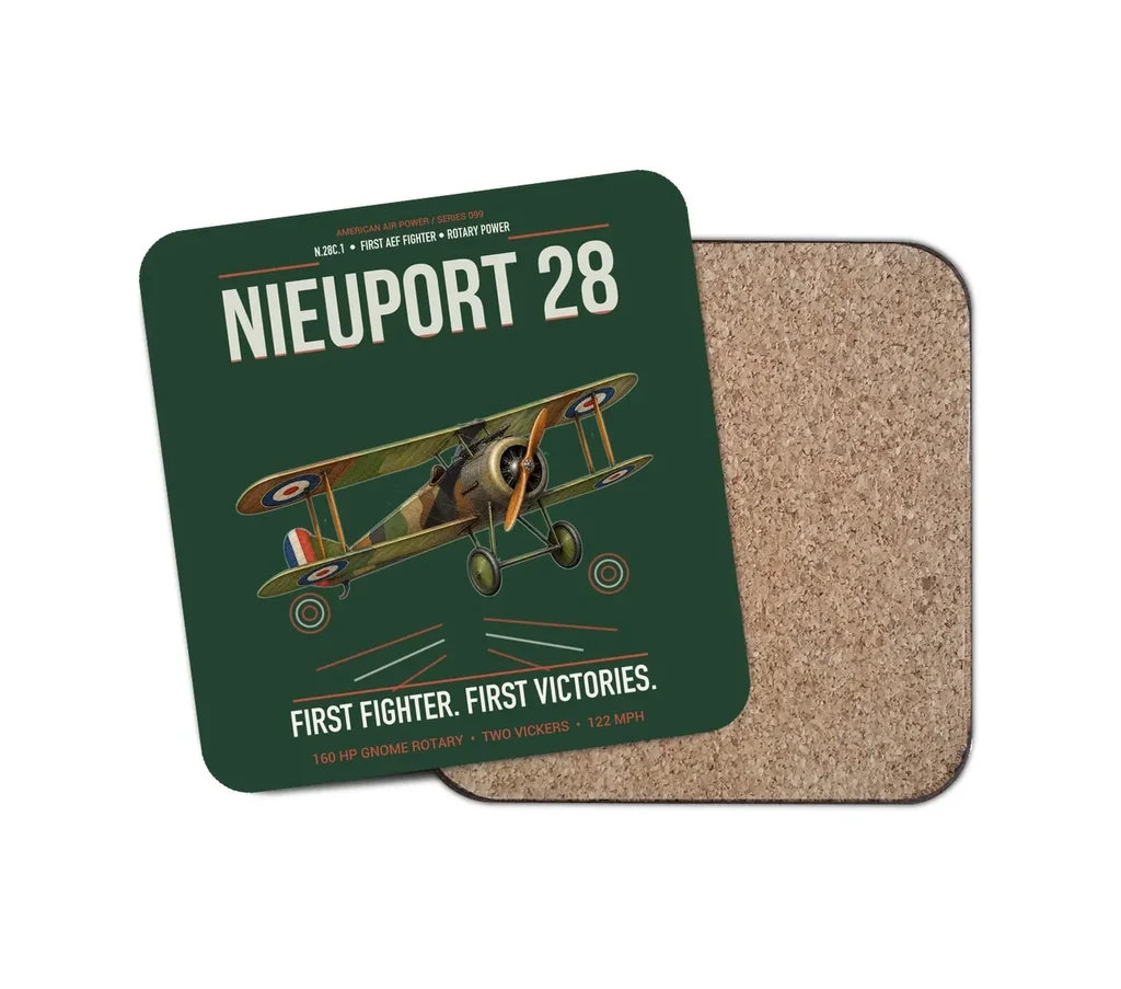 Nieuport 28C.1 design on dark green 1 piece coaster