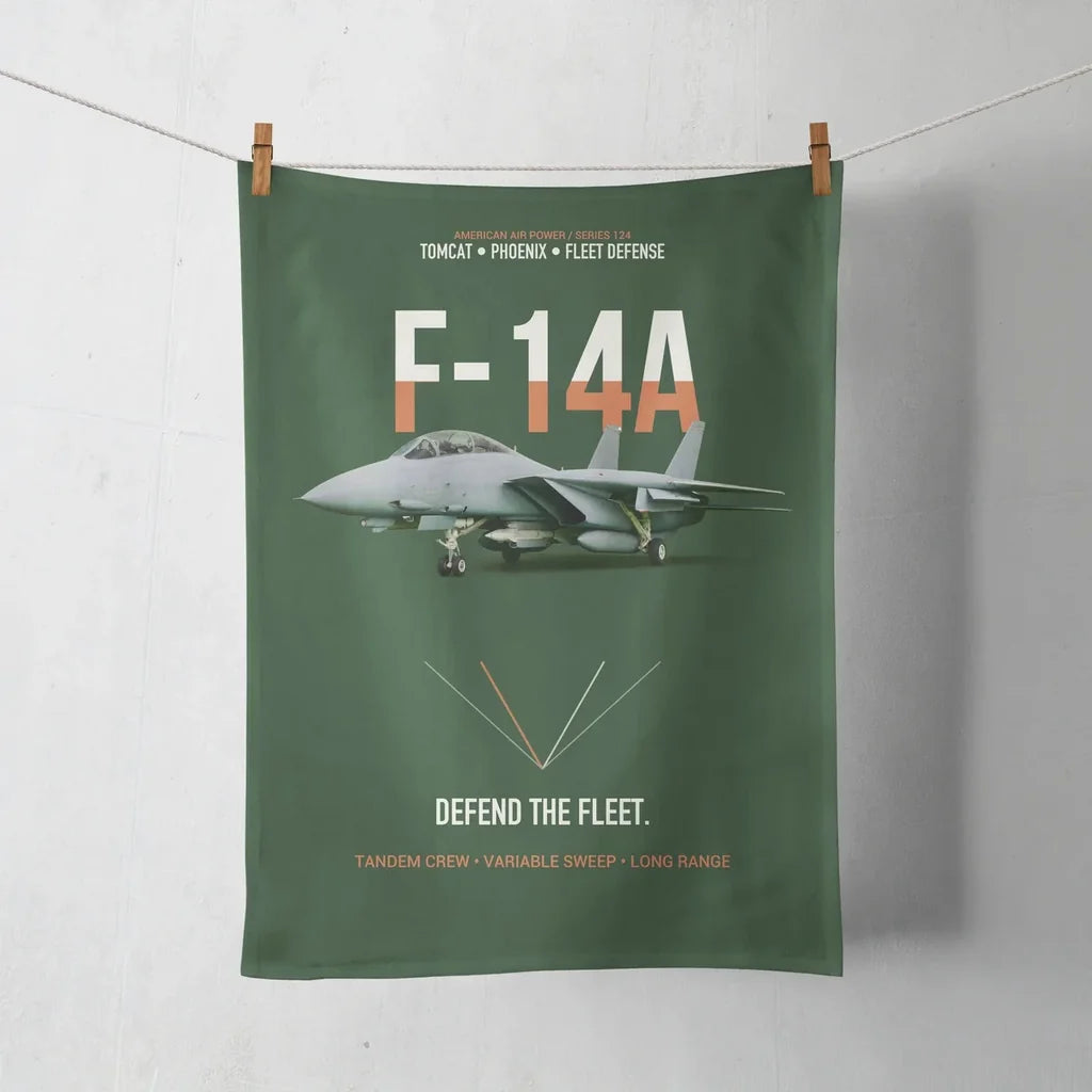 F-14A Tomcat Defend The Fleet design on dark green towel