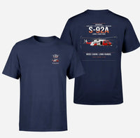 Thumbnail for Sikorsky S-92A design on navy blue t-shirt, double-side print
