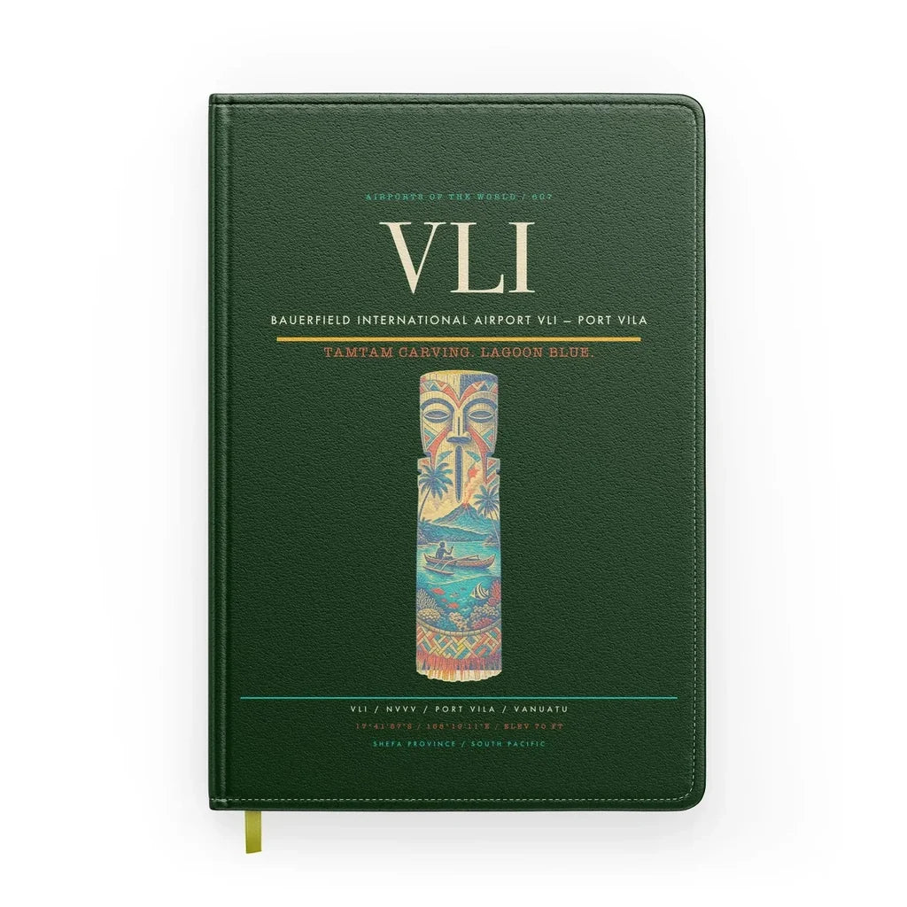 Bauerfield International Airport (VLI) design on dark green notebook