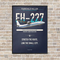 Thumbnail for Fairchild Hiller FH-227B vertical canvas print - framed - navy blue background