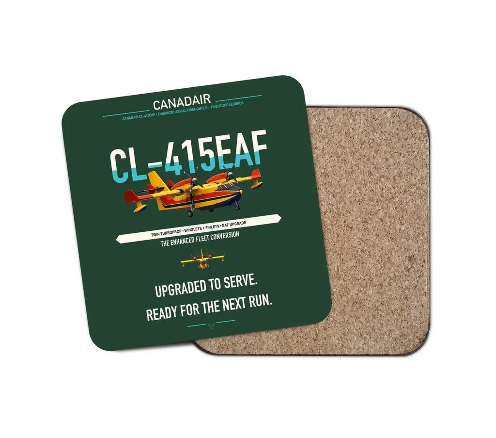 Canadair CL-415EAF design on dark green 1 piece coaster