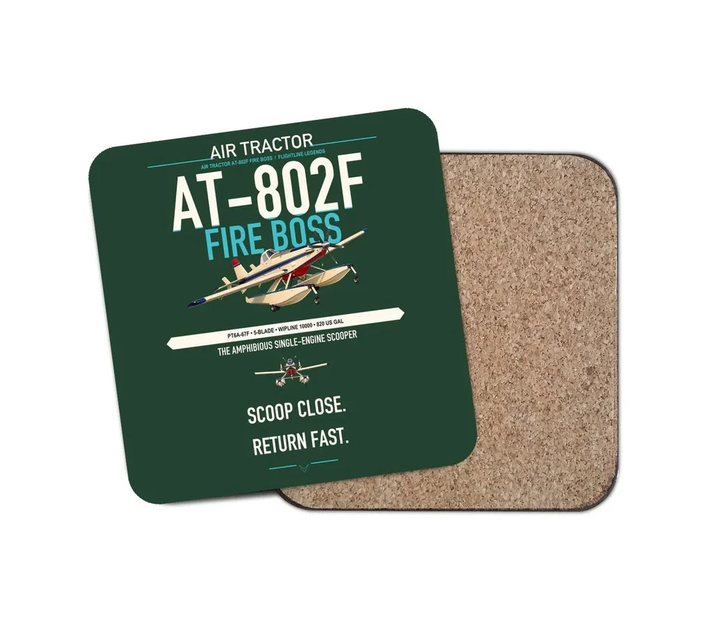 Air Tractor AT-802F Fire Boss design on dark green 1 piece coaster