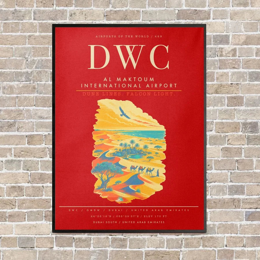 Al Maktoum International Airport DWC - Canvas Framed - Red