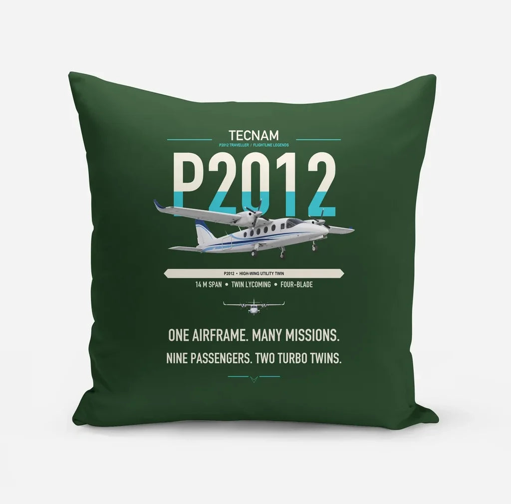Tecnam P2012 Traveller design on dark green pillow