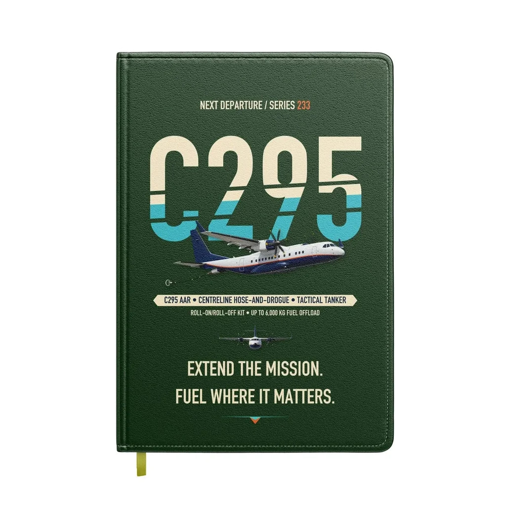 Airbus C295 Air-to-Air Refuelling design on dark green notebook