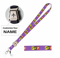 Thumbnail for Flat Colourful 757 seat belt lanyard - purple with name