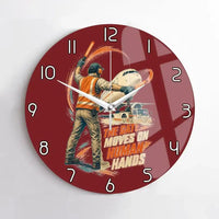 Thumbnail for The Gate Moves On Human Hands design on dark red no frame wall clock