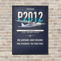 Thumbnail for Tecnam P2012 Traveller vertical canvas print - framed - navy blue background