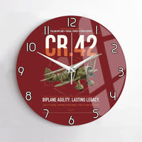 Thumbnail for Fiat CR.42 Falco design on dark red no frame wall clock