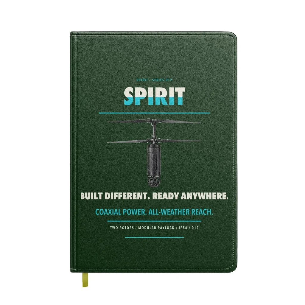 Ascent AeroSystems Spirit design on dark green notebook