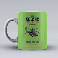 Thumbnail for Boeing AH-64E Apache Guardian design on light green ceramic mug, double-side print