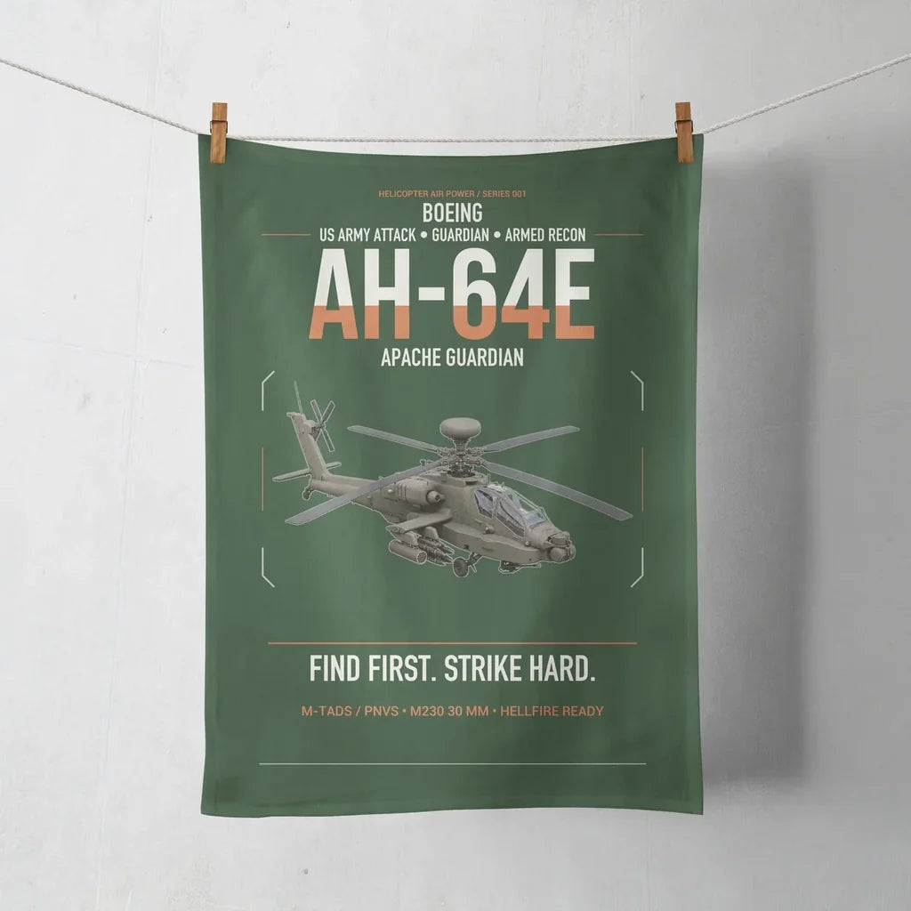Boeing AH-64E Apache Guardian design on dark green towel