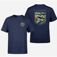 Thumbnail for VINTAGE G4280 - The Glassy Water Warning - Double-Side T-Shirt design on navyblue double side t shirt