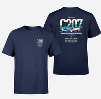 Thumbnail for Cessna T207A Stationair 8 design on navy blue t-shirt, double-side print