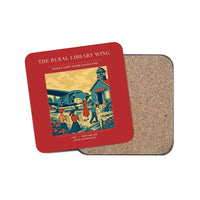 Thumbnail for The Rural Library Wing - Designed Coasters design on red 1-piece