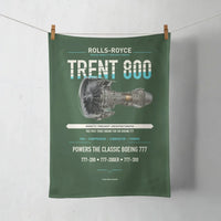 Thumbnail for TRENT 800 design on dark green towel