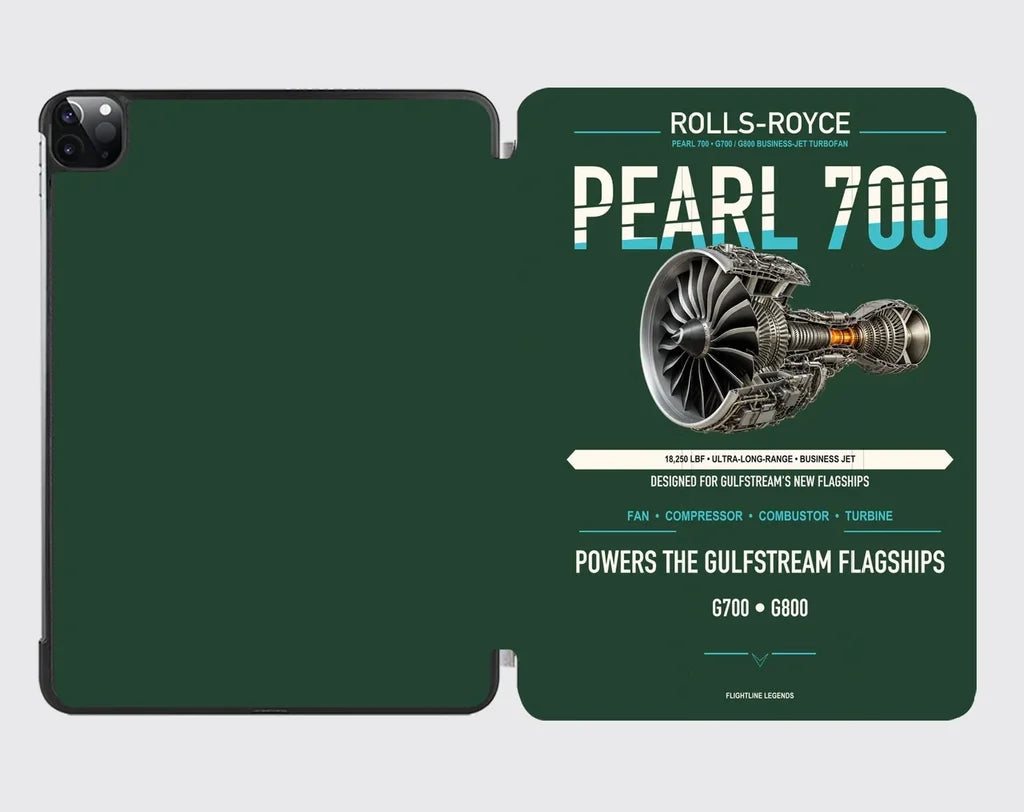 PEARL 700 design on dark green ipad tablet case