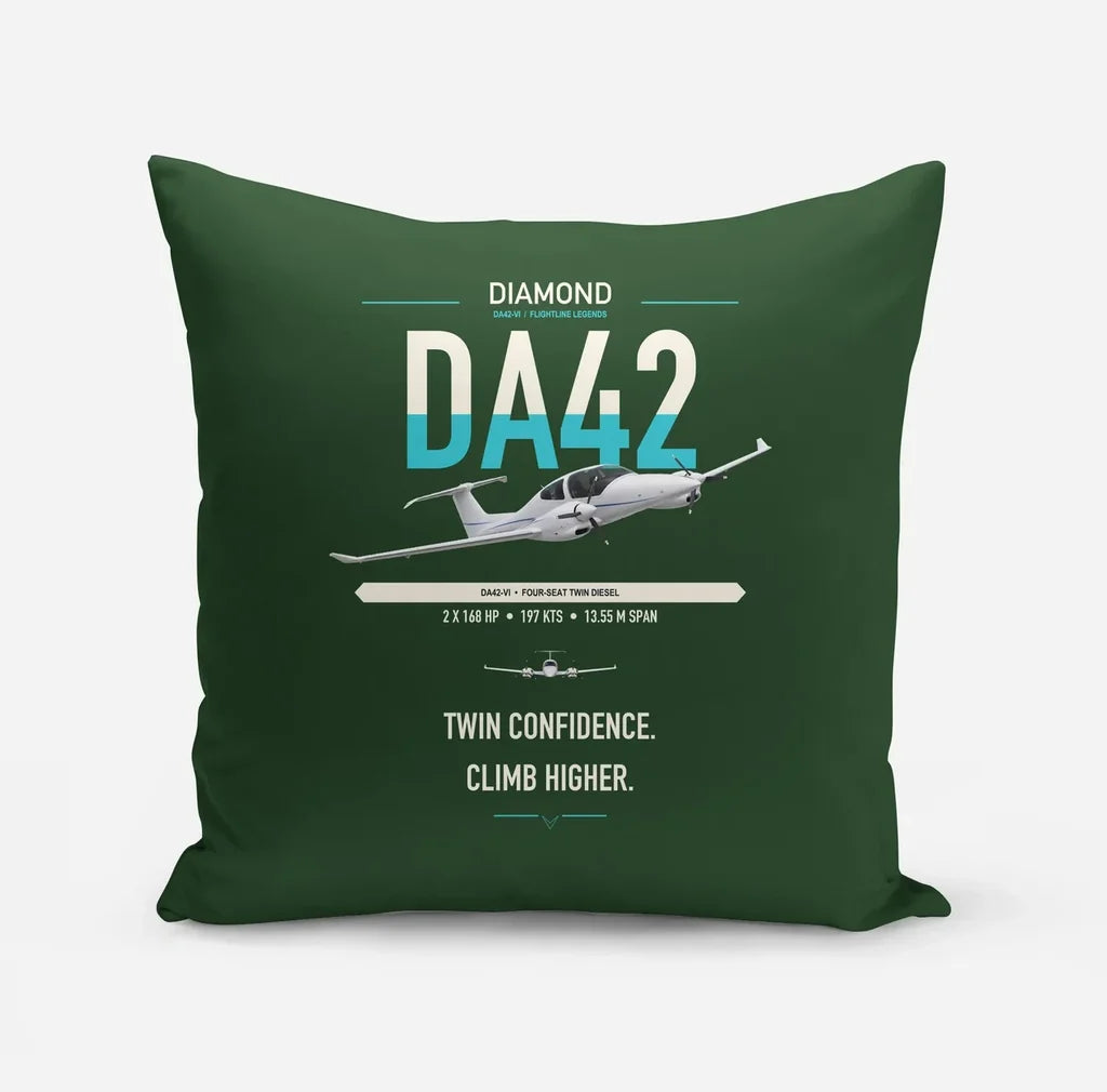 Diamond DA42-VI design on dark green pillow