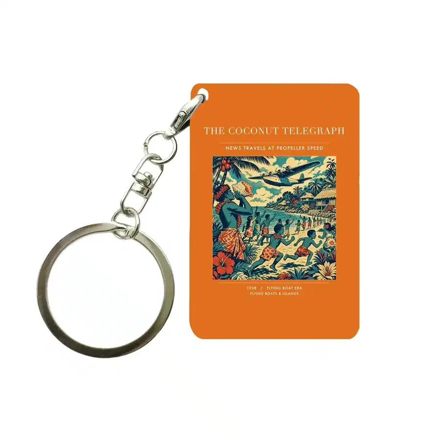 VINTAGE G4402 - The Coconut Telegraph - Designed Key Chain design on orange