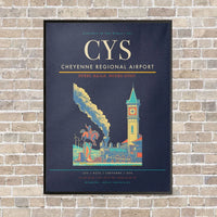 Thumbnail for Cheyenne Regional Airport CYS vertical canvas print - framed - navy blue background