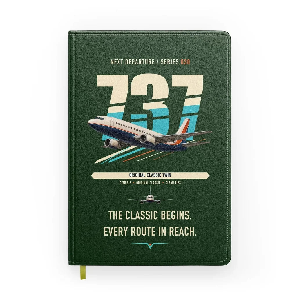 Boeing 737-300 Classic design on dark green notebook