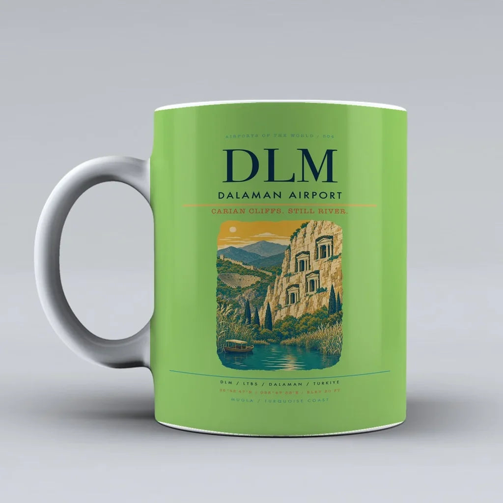 Airport DLM Mug design on light green dalaman