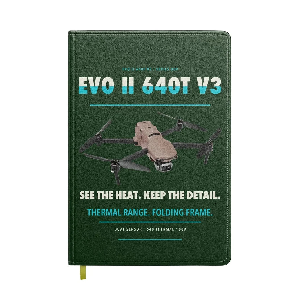 Autel EVO II Dual 640T V3 design on dark green notebook