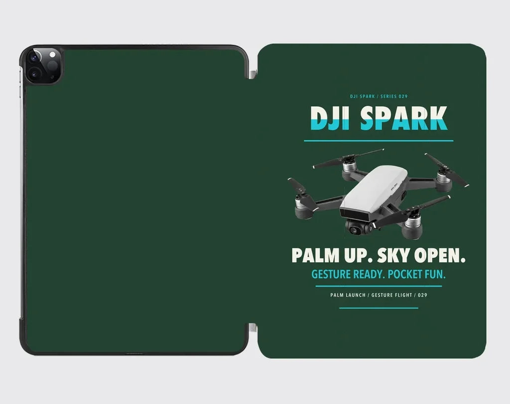 DJI Spark design on dark green ipad tablet case