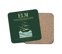 Thumbnail for Elmira Corning Regional Airport (ELM) design on dark green 1 piece coaster