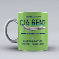 Thumbnail for Cessna Citation CJ4 Gen2 design on light green ceramic mug, double-side print