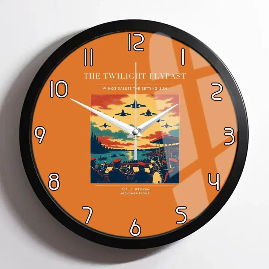 VINTAGE G4260 - The Twilight Flypast - Designed Wall Clocks design on orange framed