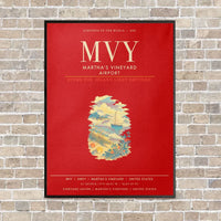 Thumbnail for Martha's Vineyard Airport MVY - Canvas Framed - Red